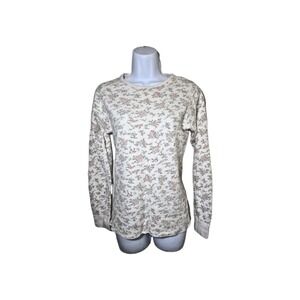 Vtg 80s Duofold Floral Wool Blend Long Johns Thermal Pajama Top Womens Size M